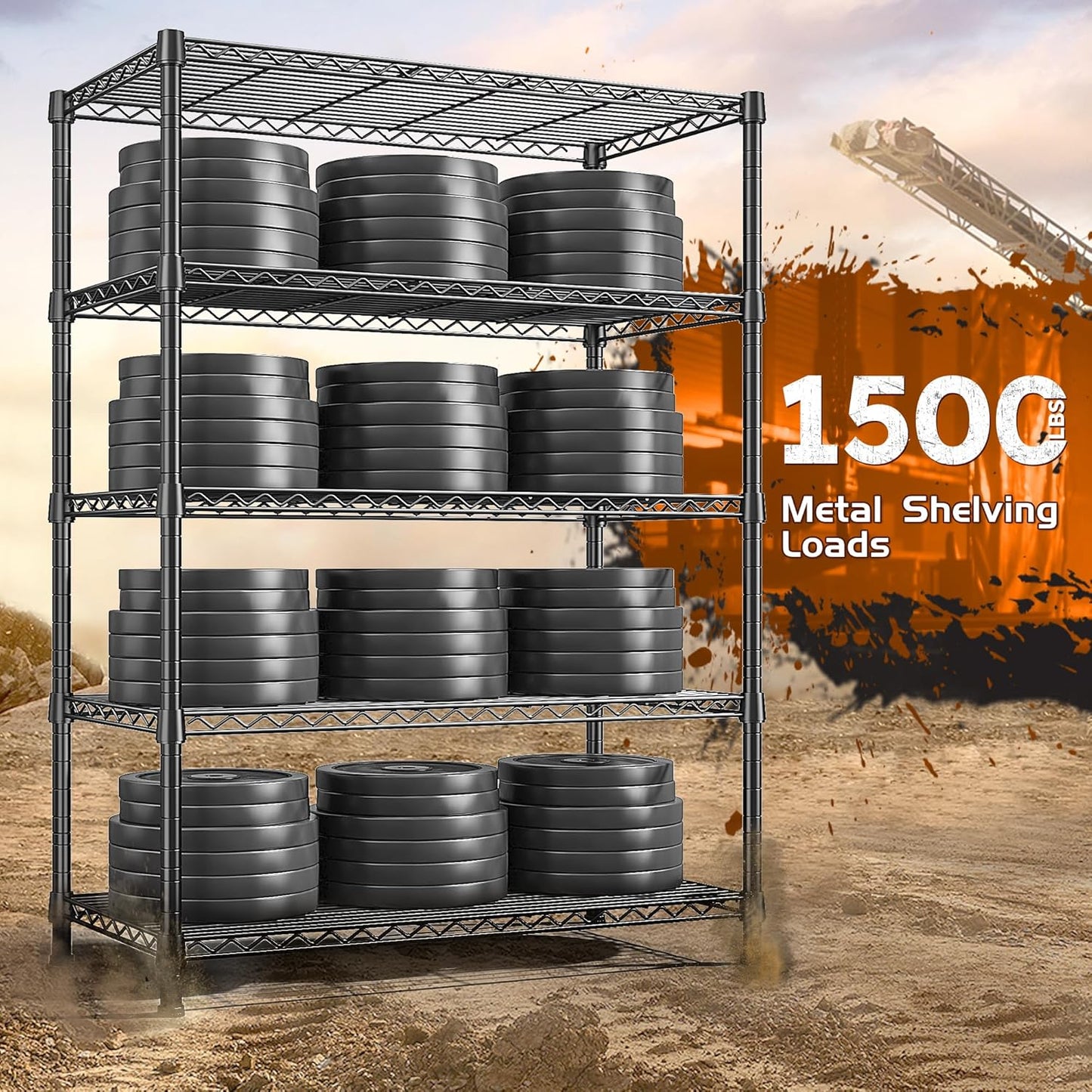 REIBII Storage Shelves 71" H Tall Wire Shelving Unit Sturdy Metal Shelves Adjustable Wide Pantry Shelves 5 Tier Deep Heavy Duty Metal Shelving Load 1500LBS,Dorm Room Essentials Dorm Storage Rack