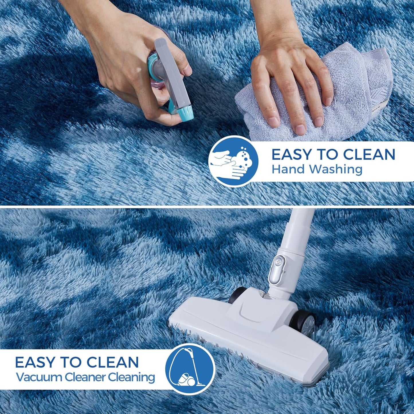 Ultra Soft Rug for Living Room, 6X9 Fluffy Shag Area Rug for Bedroom, Modern Shaggy Carpets Fuzzy Rug for Teens Dorm Nursery Home Decor Aesthetic, Upgrade Anti-Skid Durable, Tie-Dyed Blue Grey