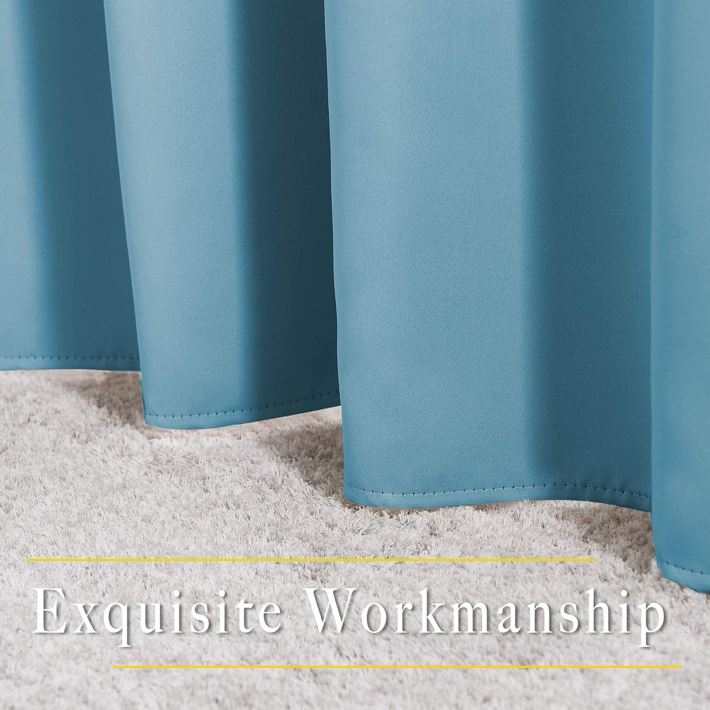 NICETOWN Room Darkening Extra Long Curtains - Home Fashion Ring Top Thermal Insulated Weighted Large Window Treatment Drapes for Nursery (W80 x L108, Teal Blue, Set of 2)