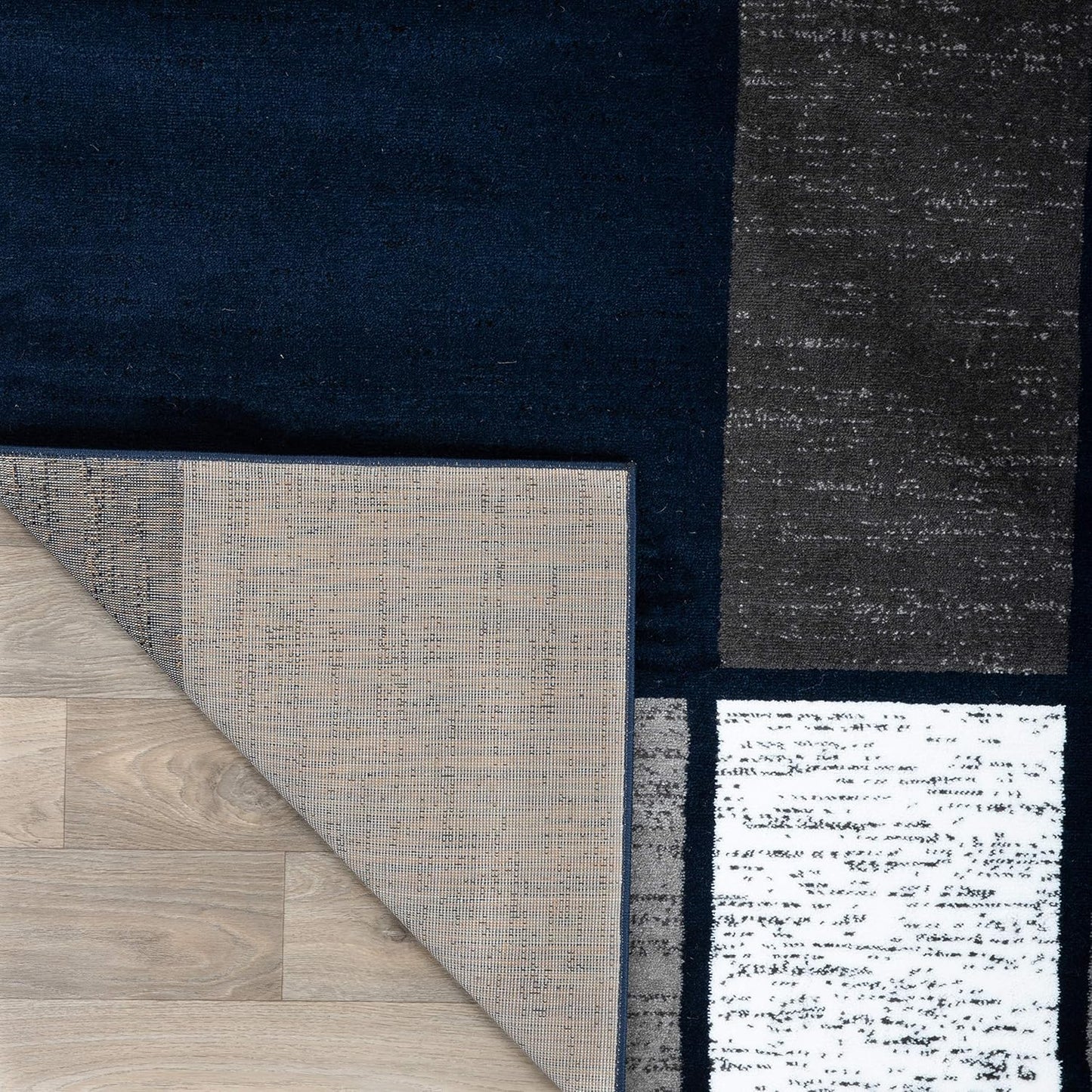 Rugshop Contemporary Modern Boxes Area Rug 5' 3" x 7' 3" Navy