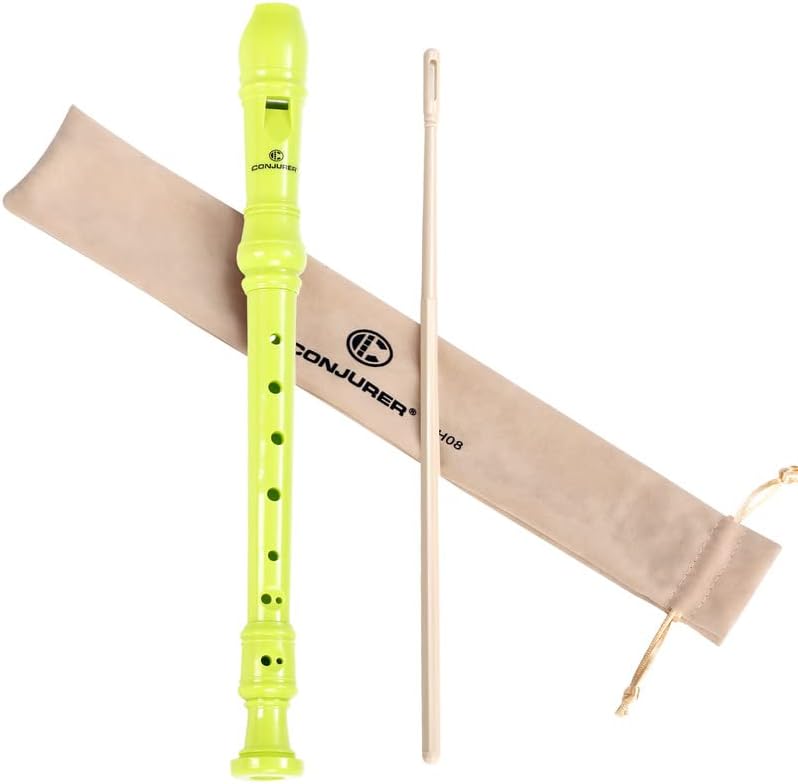 Soprano Recorder Instrument for Student - German Fingering 8 Hole Flute ABS Descant Recorders for Beginners with Cleaning Rod and Bag, Green