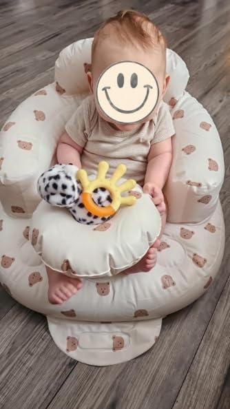 Little Angels Inflatable Seat with Tray for Toddlers 3-36 Months, Built-in Air Pump, Summer Baby Support Chair for Sitting Up