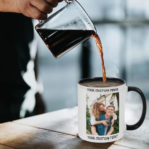 Personalized Coffee Cup with Photo, Logo or Text - Custom Both Sides Printed Mug for Him & Her - Unique Customized Gifts with Names - White