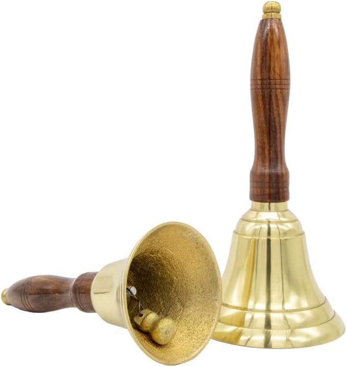 Engraved Brass Bell - Teacher Handbell - Wedding Bell - Custom Engravings - Multiple Fonts - Solid Wood & Brass for Teachers, Retirees, Cancer Survivors