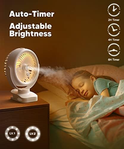 TYZU 7" Portable Cooling Misting Fan | 4000mAh Rechargeable Battery 130ml Tank Outdoor Clip-On | 4 Speeds + 2 Modes For Camping/Stroller/Golf Cart/Patio
