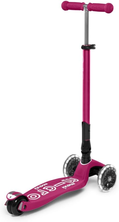 Micro Kickboard - Maxi Deluxe Foldable LED - Three Wheeled, Lean-to-Steer, Fold-to-Carry Swiss-Designed Micro Scooter for Kids with Motion-Activated Light-Up Wheels for Ages 5-12