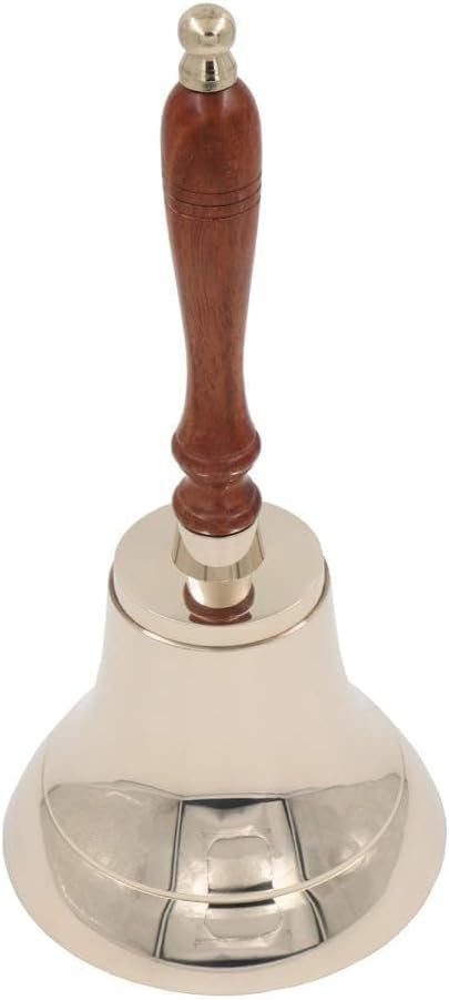 Large & Heavy Solid Brass Loud Hand Call Bell for Weddings, Christmas, School 11"(H) 5"(D) Polished Brass by The Metal Magician