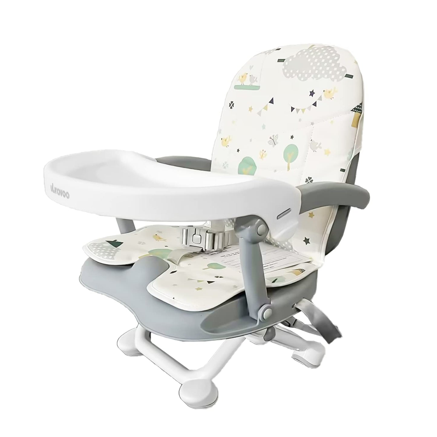 Baby Booster Seat for Dining Table with Removable Tray & Cushion, 3in1 Portable Toddler Booster Seat, 4 Height Adjustable Travel High Chair for Babies and Toddlers