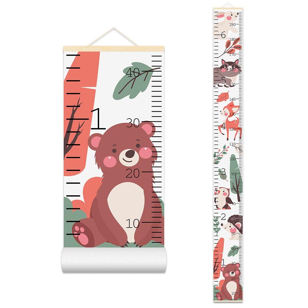 Bush Critters Minimalist Height Chart for Kids - Adorable Growth Chart for Wall with Tape - Kids Measuring Chart Height Tracker for Wall Playroom Decor Nursery Room Essentials 79 x 7.9 in