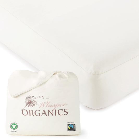 Organic Crib Mattress Protector - 100% Waterproof Crib Mattress Protector Pad with Soft Quiet & Breathable Triple Layer Protection - Fairtrade & GOTS Certified and Machine Washable (52"x28"x9”)
