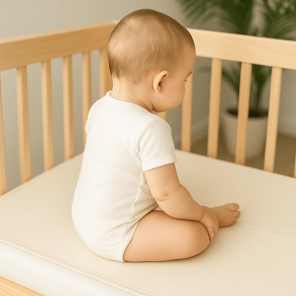 Organic Cotton Crib Mattress Protector - Water Resistant Flat Sheet Liner Pad, Skin Friendly, Chemical-Free Pure Cotton [GOTS-Certified] for Bassinet (30"x15") - Made in USA