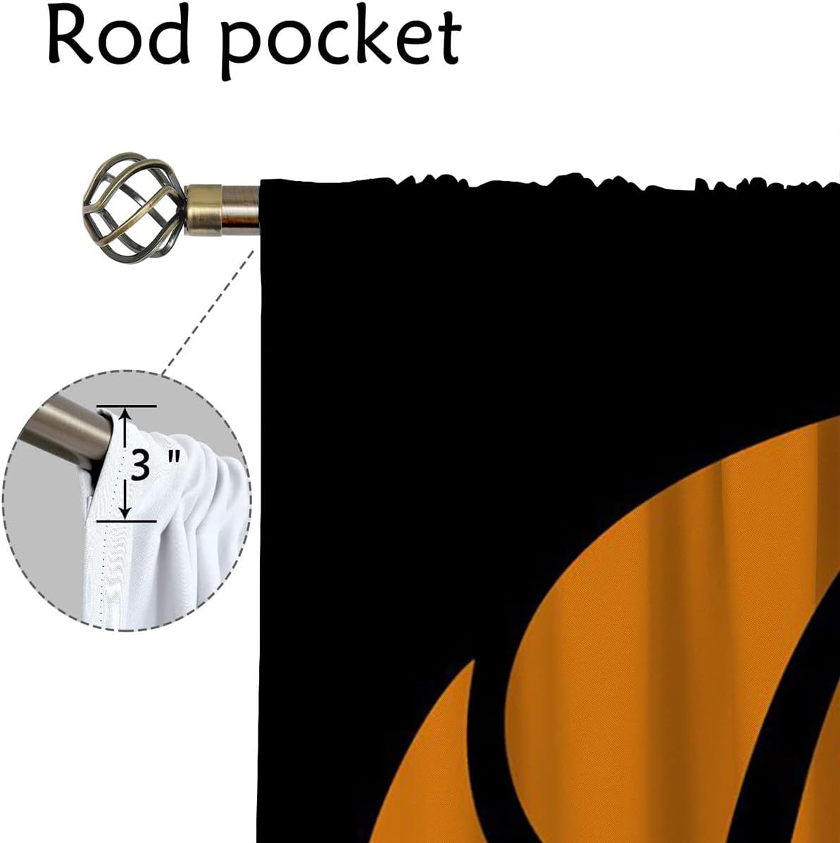 Basketball Blackout Curtains for Boy Girl Room Darkening Decor,Sport Theme and Motto Dark Background Bedroom Living Room Home Rod Pocket Thermal Insulated Window Curtain/Drapes Panel,55x63 Inch…