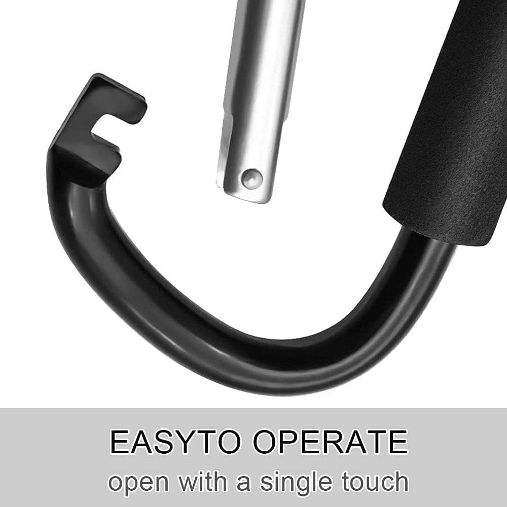 BeiLan Stroller Hooks: 6.3"" D Shape Large Buggy Carabiner Hook - Pram Pushchair Stroller Clip - Shopping Accessories Bag Holder Hook - Stroller Accessories for Mommy(3Packs)