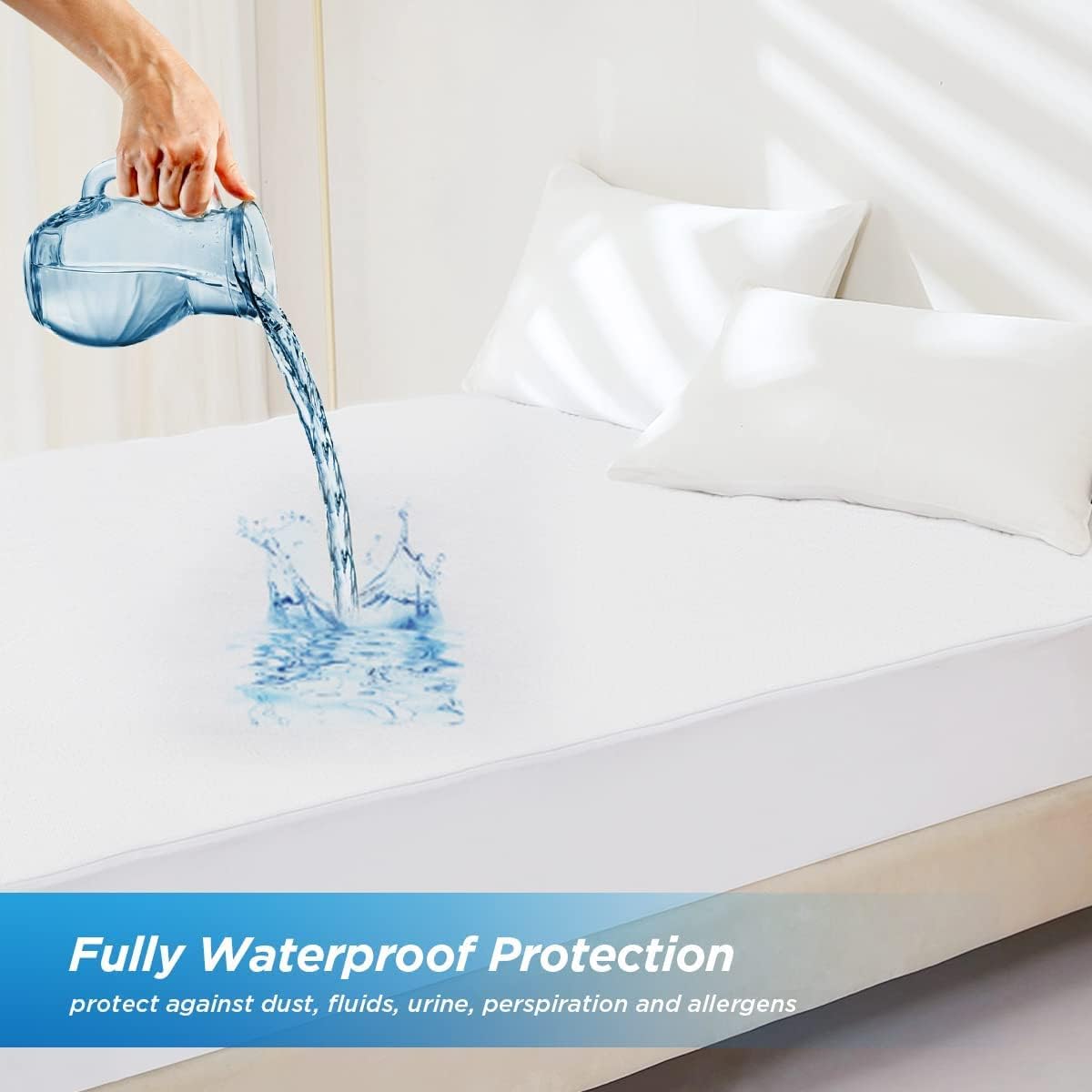 Waterproof Mattress Pad Protector 100% Organic Cotton Hypoallergenic Breathable Mattress Pad Cover, Deep Pocke (Cal King)