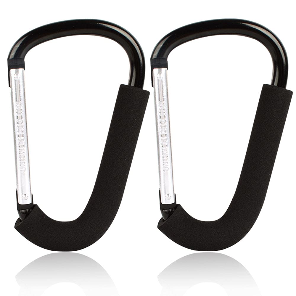 Large Carabiner Clip Stroller Hooks: 6.3" D Shape Large Buggy Carabiner Hook - Mommy Hook for Stroller Heavy Duty - Pram Pushchair Stroller Clip - Shopping Accessories Bag Holder Hook