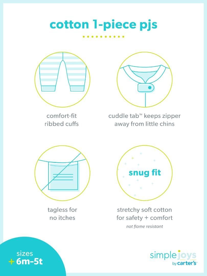 Simple Joys by Carter's Kids' 3-Pack Snug Fit Footless Cotton Pajamas