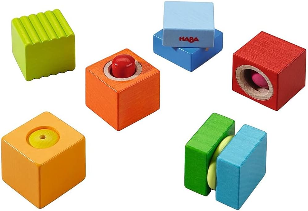 HABA Fun with Sounds Wooden Discovery Blocks for Toddlers with Acoustic Sounds, Toddler Toys for Preschool Learning Activities, (Made in Germany)