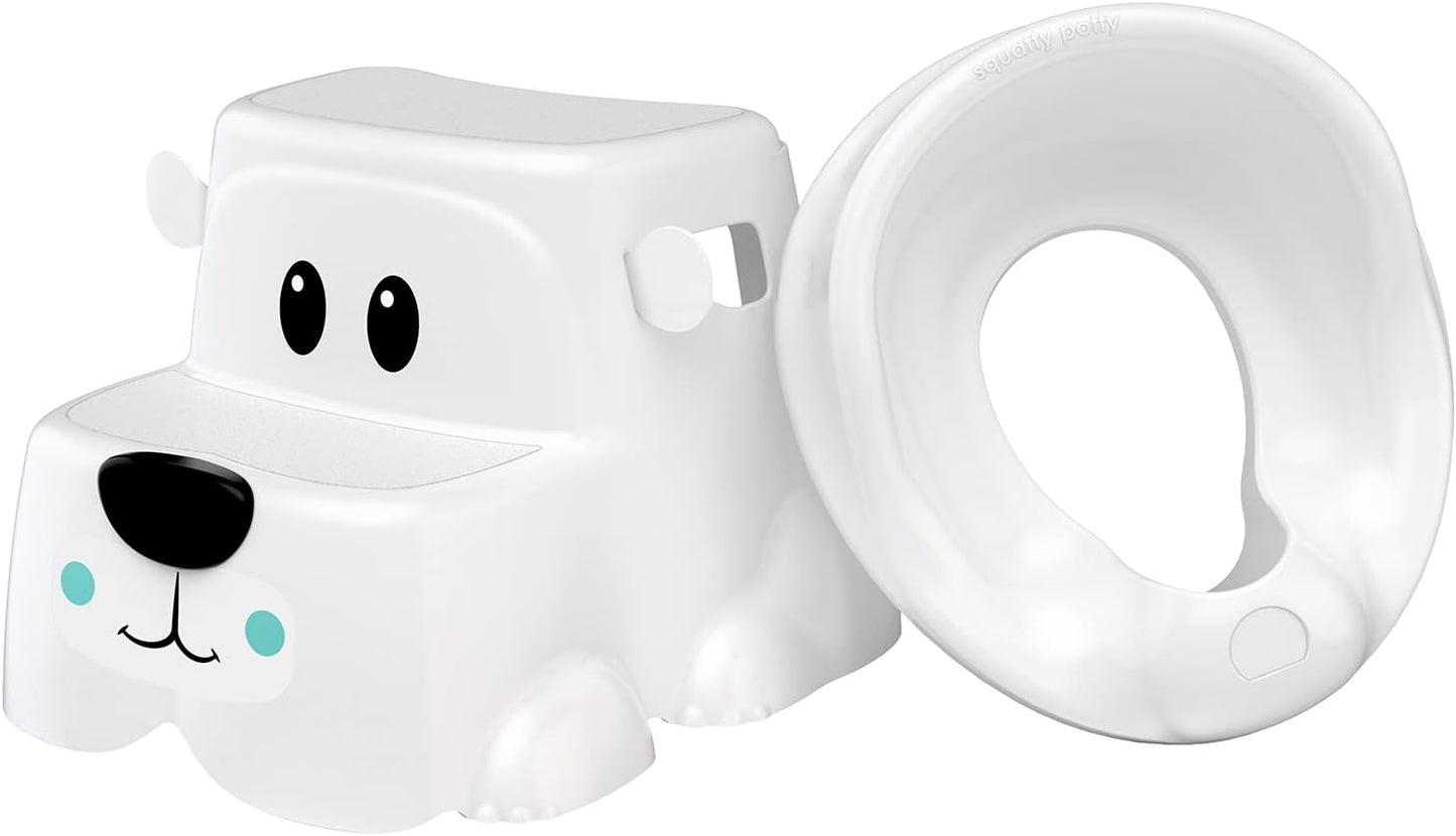 Squatty Potty Kids Toilet Step Stool Set, Potty Pet Bear Cub Base with Training Seat