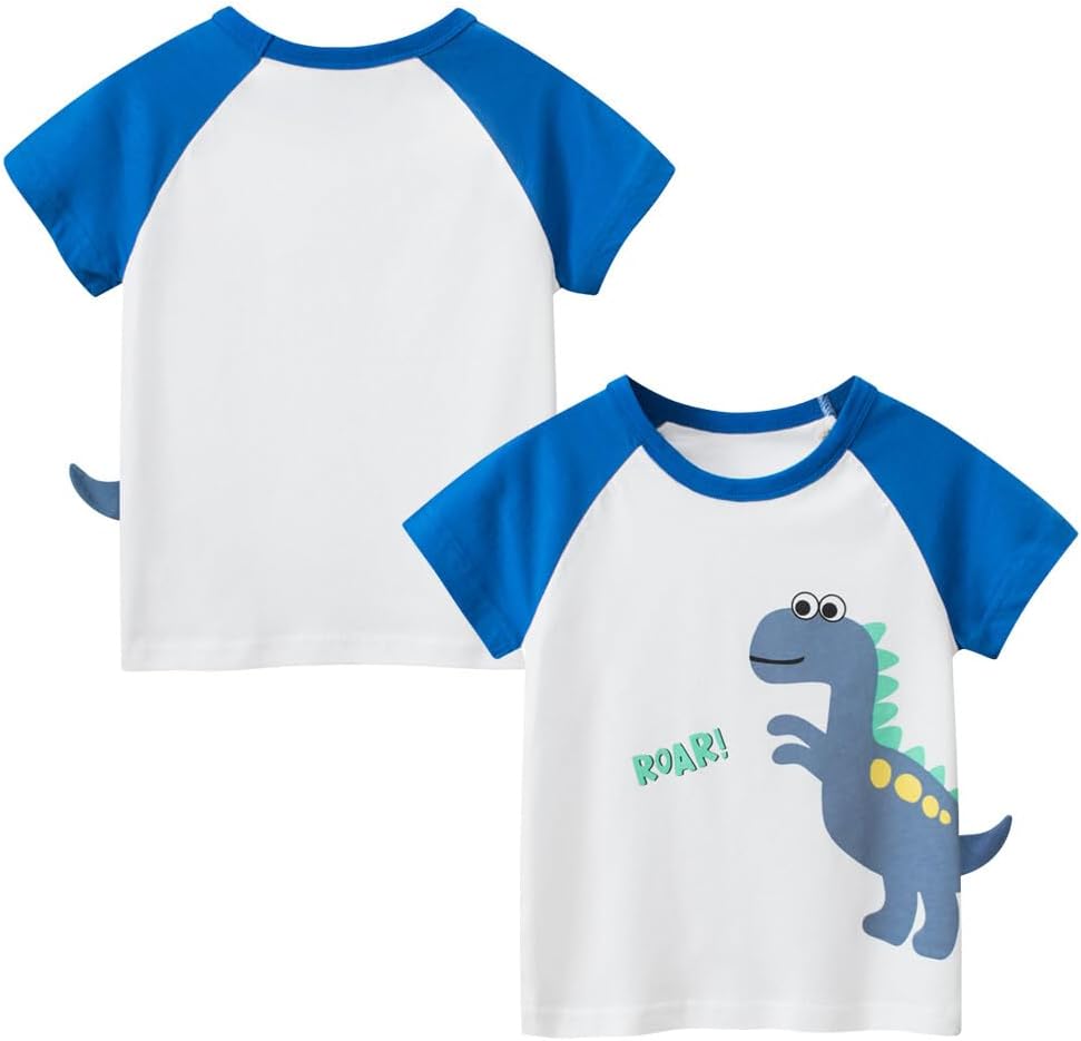 Boys' 4-Pack Excavator Short Sleeve Crewneck T-Shirts Top Tee Size 2-7 Years Toddler Boys' Value Pack Cotton T-Shirt