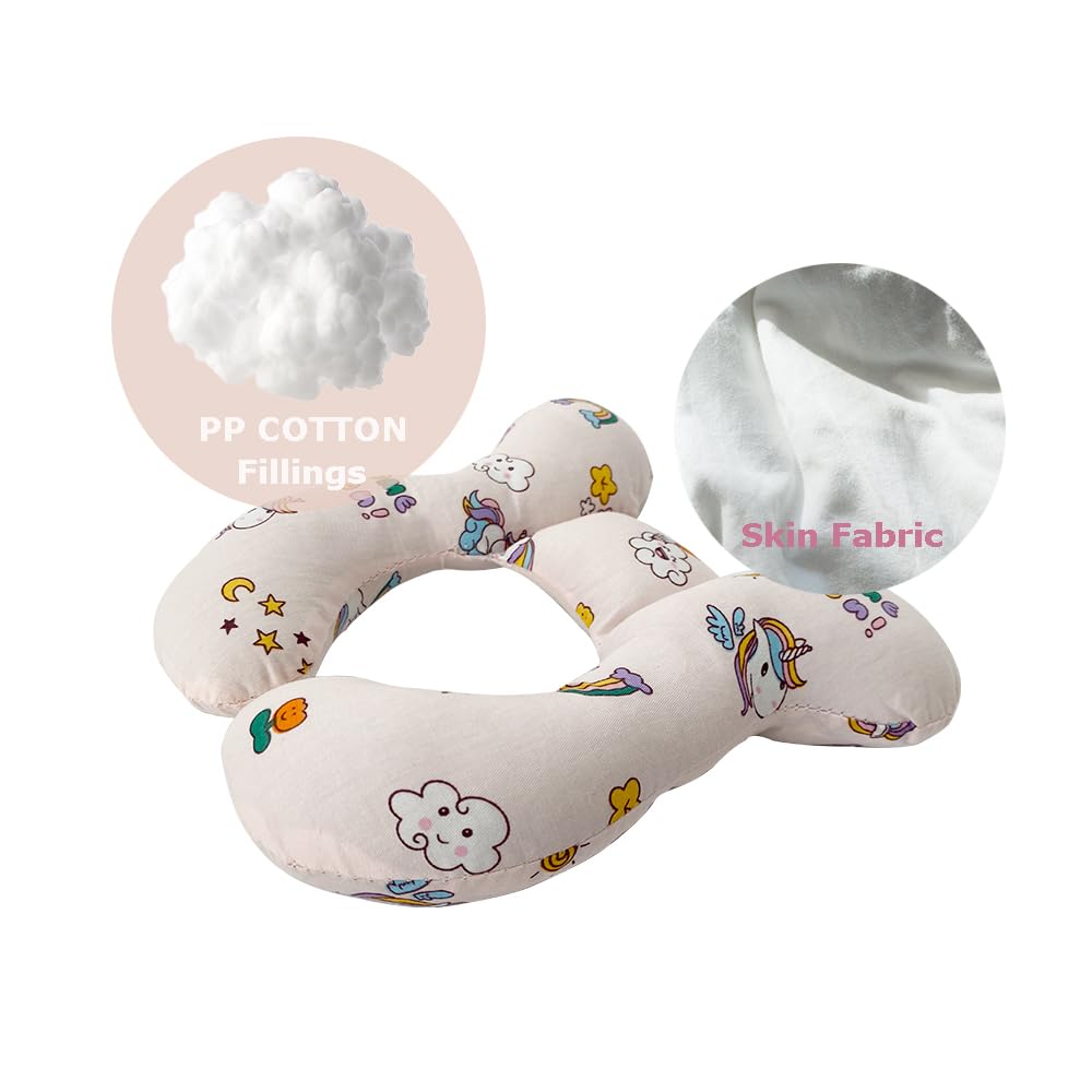Baby Neck Pillows, Comfortable Baby Travel Head Neck Support Pillow for Car Seat Stroller Pushchair, Soft PP Cotton Travel Pillow for 0-1 Year Old Toddler Infant Newborn, Rainbow