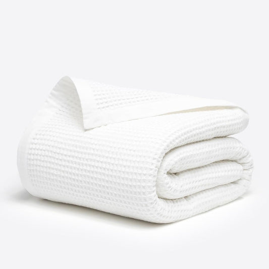 Salt Earth GOTS Certified 100% Organic Cotton Throw Blanket, 60" X 80" Waffle Blankets & Throws for Bed, Throw Blanket for Couch, Modern and Cozy Blanket, All Seasons, Comfy Soft Blanket (Snow White)