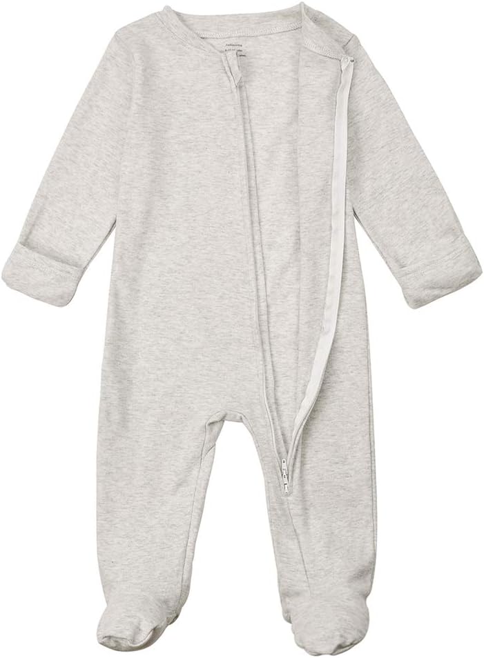 Aablexema Baby Footie Pajamas with Mittens - 3Pcs Infant Footed Sleeper Cotton Sleepwear Outfits