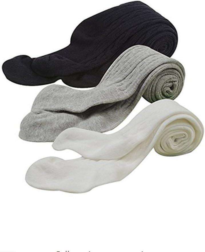 HLJgift 3 Pairs Baby Girls Boys Cotton Pants Tights Panties Stockings Leggings (4T/6T, black&white&grey)