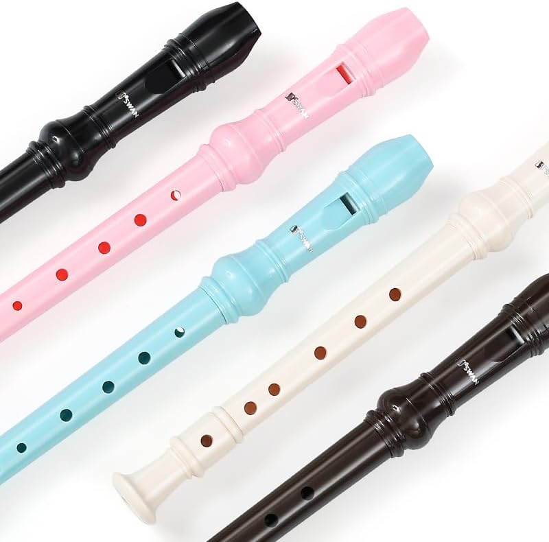 German Fingering, Natural,Soprano Recorders Descant Flute With Cleaning Rod German Style for Chrildren Kids Beginner Graduation or Back to School Gift(Pink eight holes)