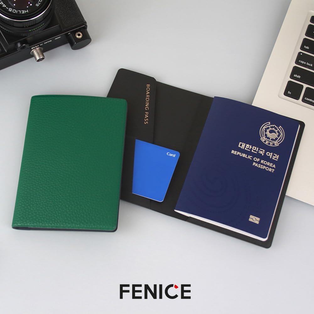 Fenice Classic Passport Cover Holder Wallet Case for Travel Essential RFID Blocking Vegan Leather Waterproof (SAND)