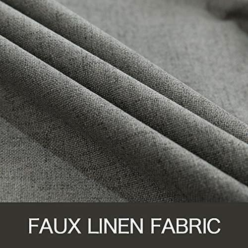 MIULEE Linen Texture Curtains for Bedroom Solid 100% Blackout Thermal Insulated Dark Grey Curtains Grommet Room Darkening Drapes Luxury Decor for Living Room Nursery 52x54 Inch (2 Panels)