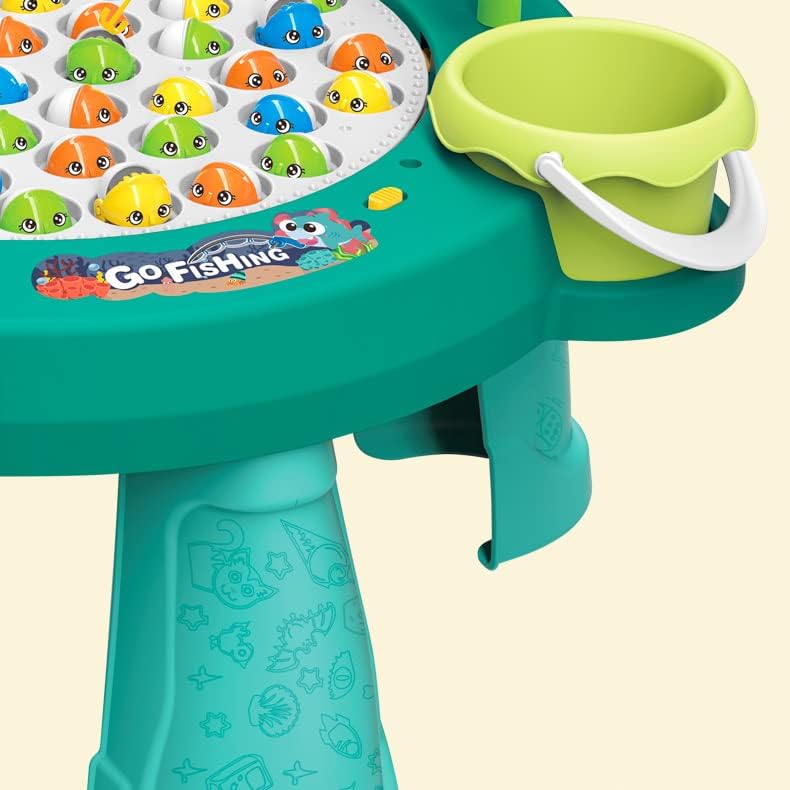 Fishing Game Toy Set, Kids Play Table w/Rotating Board, 45 Fishes & 4 Fishing Poles, Gifts for Children, Boys & Girls Aged 3 4 5 6+ (Upgraded Ver.)