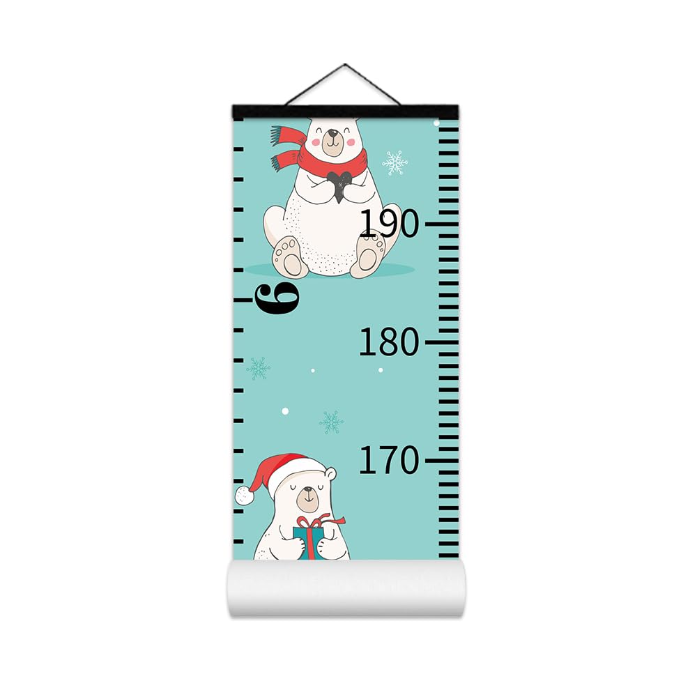 Baby Growth Chart for Wall - Height Chart for Kids Nursery Decor Wall Hanging Measurement Ruler with Black Wood Scroll Toddlers Kids Room Decor Birthday Christmas Gifts for Boys Girls 79"X7.9" (Bear)