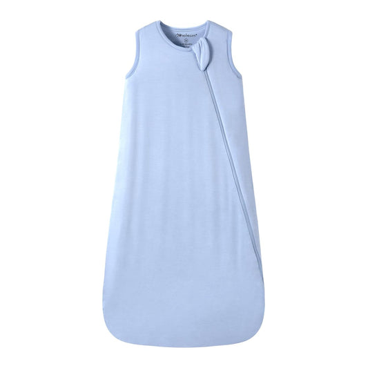 Mosebears Unisex Baby Sleep Sack 1.0 TOG, Supersoft Rayon Made from Bamboo Wearable Blanket with 2-Way Zipper (Fog Blue,6-18 Months)