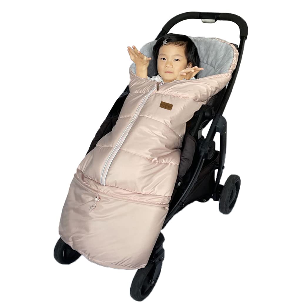 0-5T Length Extension Baby Universal Stroller Footmuff,Waterproof Durable Coral Fleece Stroller Bunting Bag,Stroller Bassinet Winter Blanket Cover Toddler,Pink