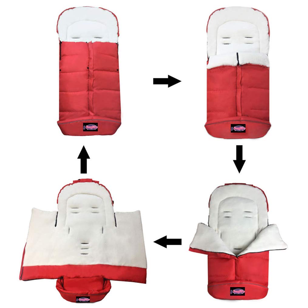 Waterproof Anti-Kick Footmuff for Stroller,350g Filling Anti-Freeze Stroller Bunting Bag Front Height Adjustable,Foot Area Opens Stroller Footmuff