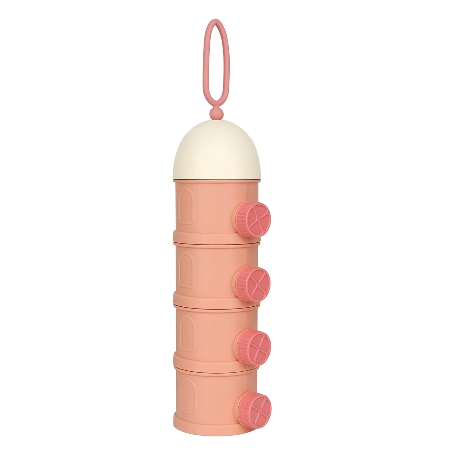 Accmor Formula Dispenser On The Go, 4 Layers Stackable Formula Container to Go, Non-Spill Portable Milk Powder Baby & Kids Snack Container, Pink
