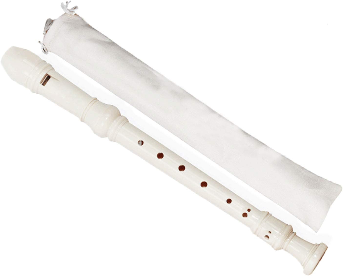 ABS Descant Soprano Recorder Instrument for Kids Adults Beginners，Joint Grease, Fingering Chart And Cleaning Kit，German Style (Ivory White)