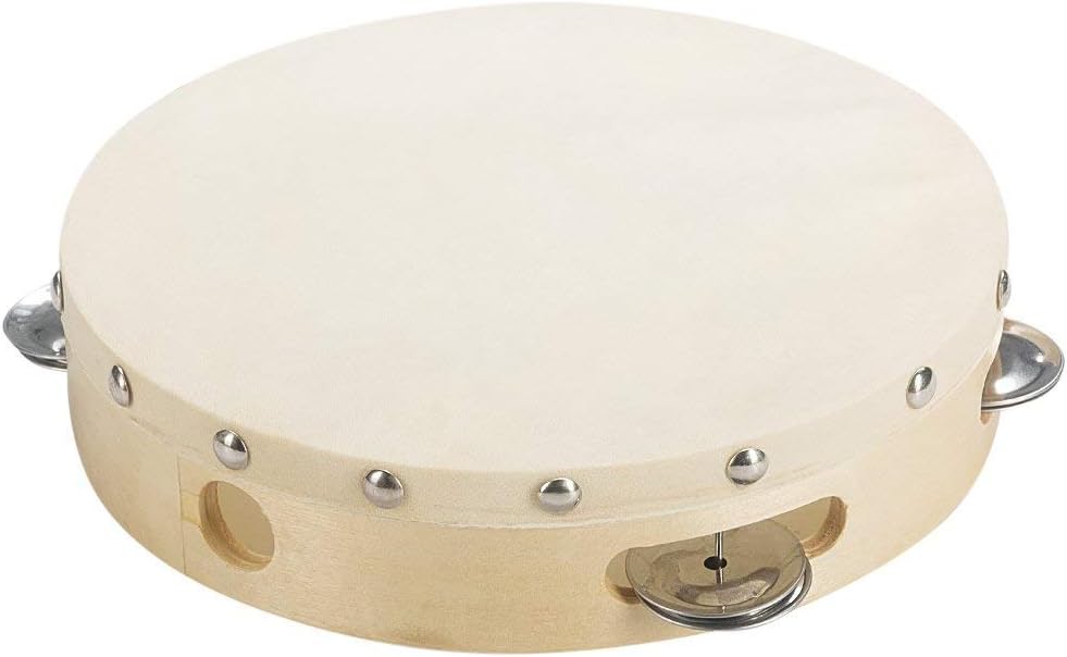 Tosnail 2 Pack 8" Wood Handheld Tambourine - Single Row 5 Pairs Jingles
