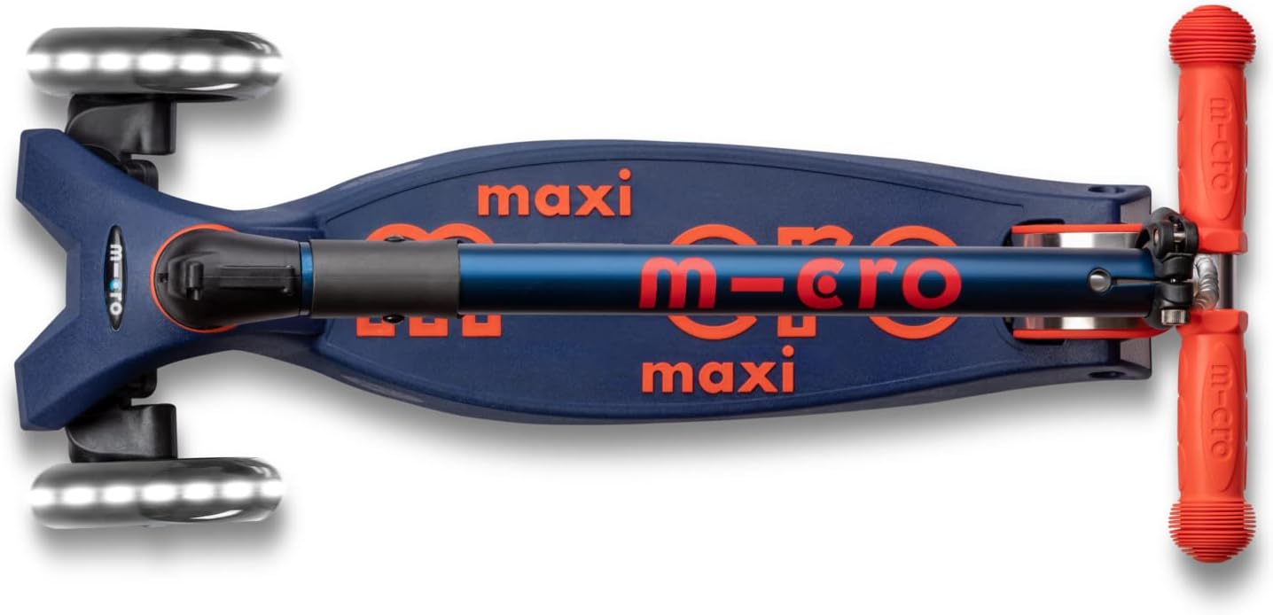 Micro Kickboard - Maxi Deluxe Foldable LED - Three Wheeled, Lean-to-Steer, Fold-to-Carry Swiss-Designed Micro Scooter for Kids with Motion-Activated Light-Up Wheels for Ages 5-12