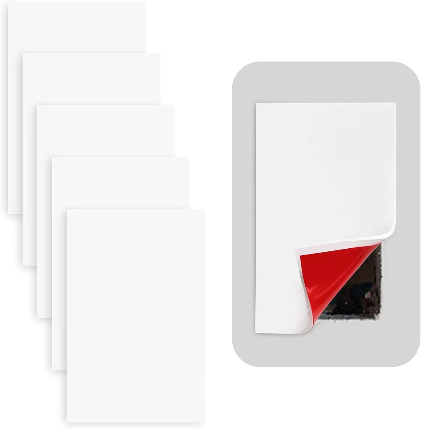 Rubber Bond Self-Adhesive Rubber Wall Outlet Cover Plate 5 Pack - Easy to Apply Peel & Stick Drywall Hole Patch - 5x3 Inch Screwless Blank Wall Plate Cover - Premium Rubber Wall Hole Cover (White)