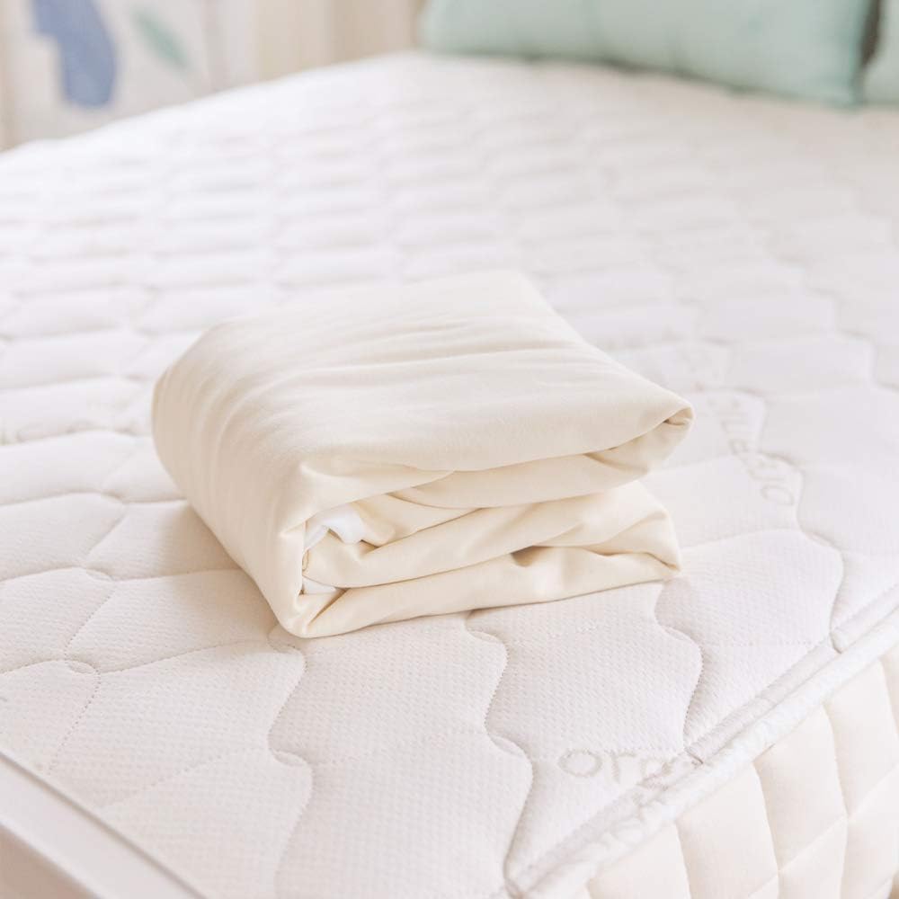 Naturepedic Organic Waterproof Mattress Protector Pad, Fitted Stretch Knit Mattress Cover for 9"-16" Depth, Twin XL