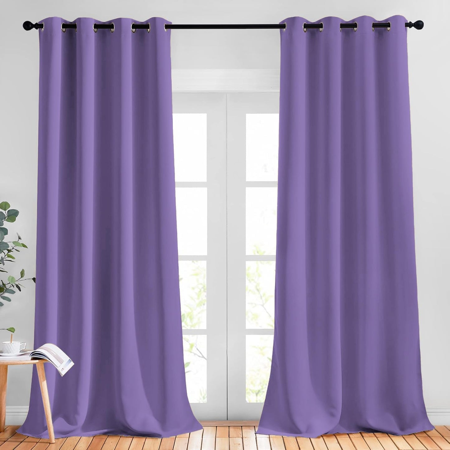 NICETOWN Blackout 102 inch Curtains for Living Room, Grommet Thermal Curtains Room Darkening Window Treatments Sound Reducing for Bedroom, Lilac Purple, 2 Panels, W52 x L102