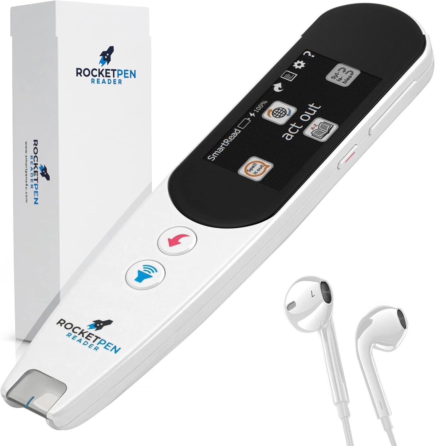 Rocket Pen Reading Tutor - Use Its Six Learning Aids to Make Text to Speech Reading Your New Super Power, OCR Scanner for Dyslexia. Plus: Scan Phone or Tablet Screen to Hear Scanned Text, No PC Needed