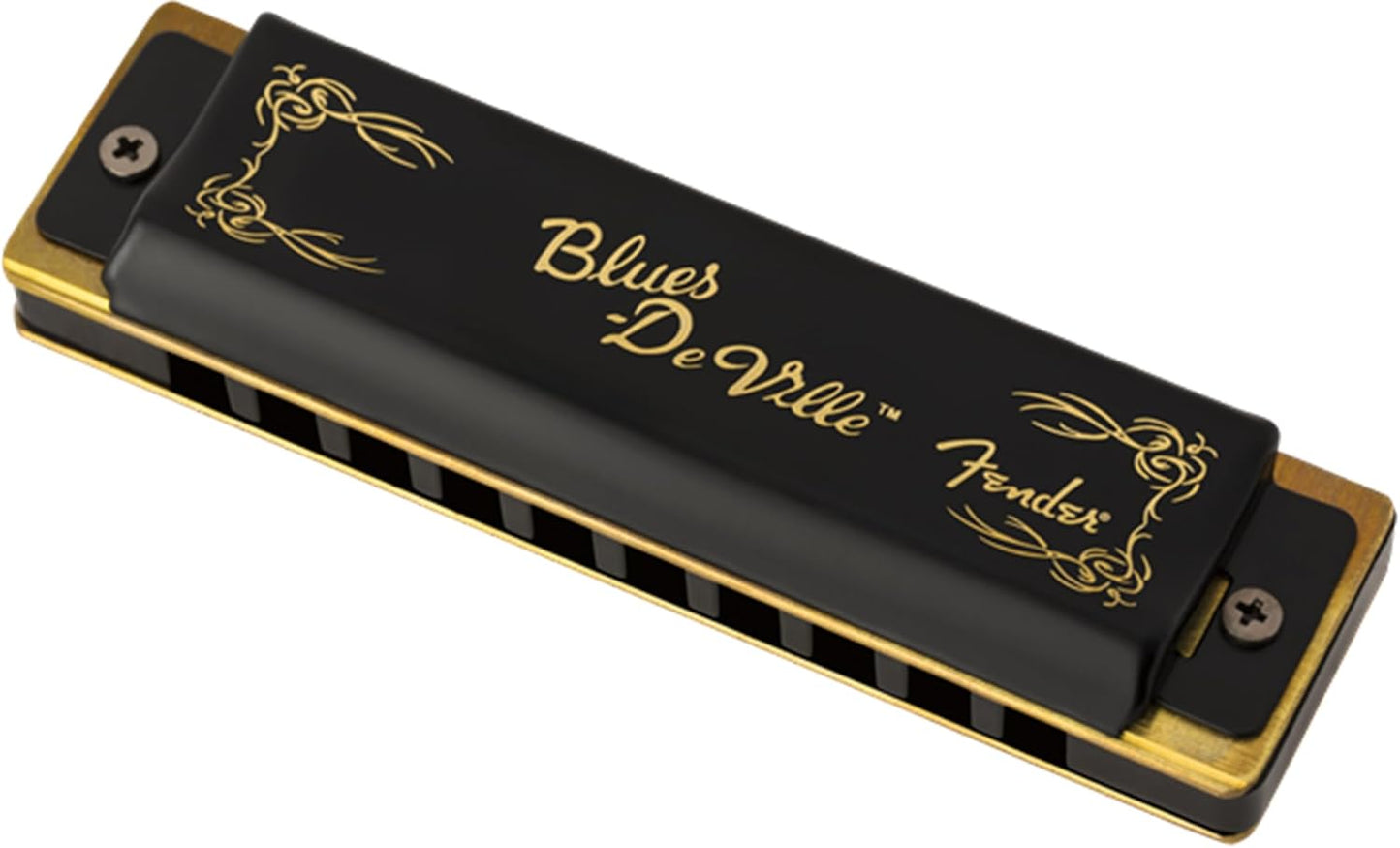 Fender Blues DeVille Harmonica - Key of D Bundle with Carrying Case, Austin Bazaar Online Manual, and Polishing Cloth
