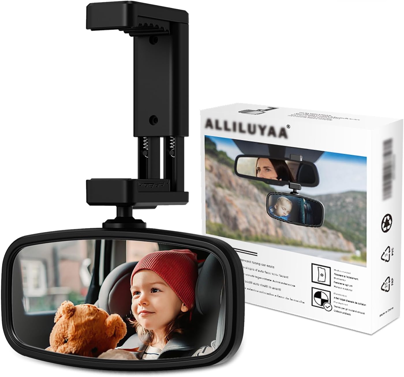360-Degree Baby Car Mirror for Rear-Facing Seats,Kids Safety Mirrors with Tool-Free Installation,Kids Rear View Mirror BPA-Free Shatterproof & ASTM Certified (Adjustable 14"-22") (1 pack)