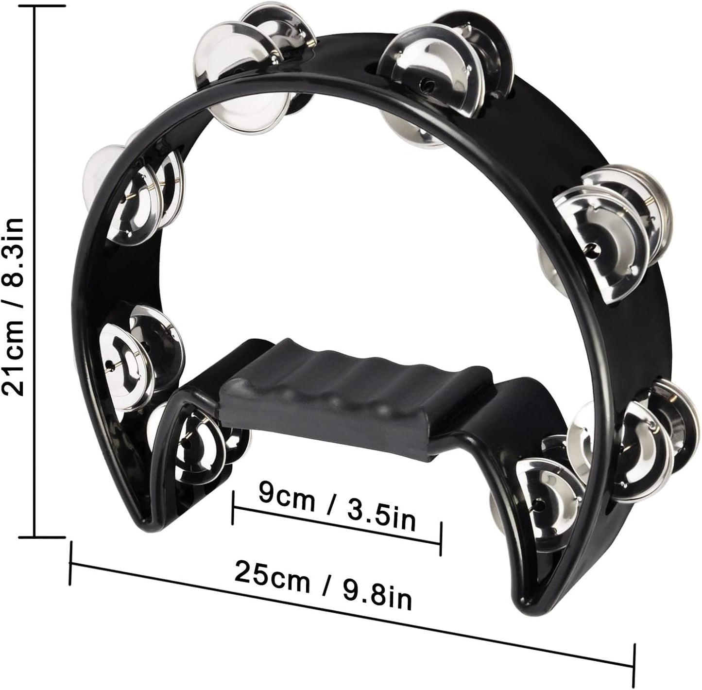 EastRock Tambourine,Metal Jingles Hand Held Percussion Half-Moon Tambourine and Egg Shakers for Kids, Adults, KTV, Party BLACK