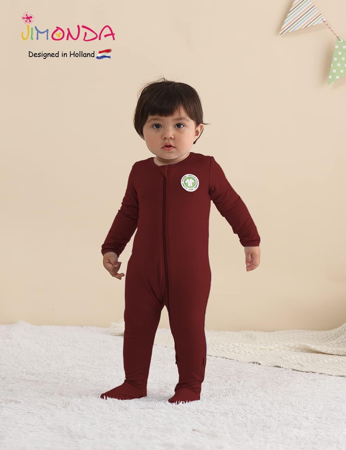 Jimonda Baby Boy Romper 4-Pack - Bamboo Zip-Up Pajamas for 0-24 Months,Unisex Footed Sleepers,Ultra-Soft Stretchy Fabric