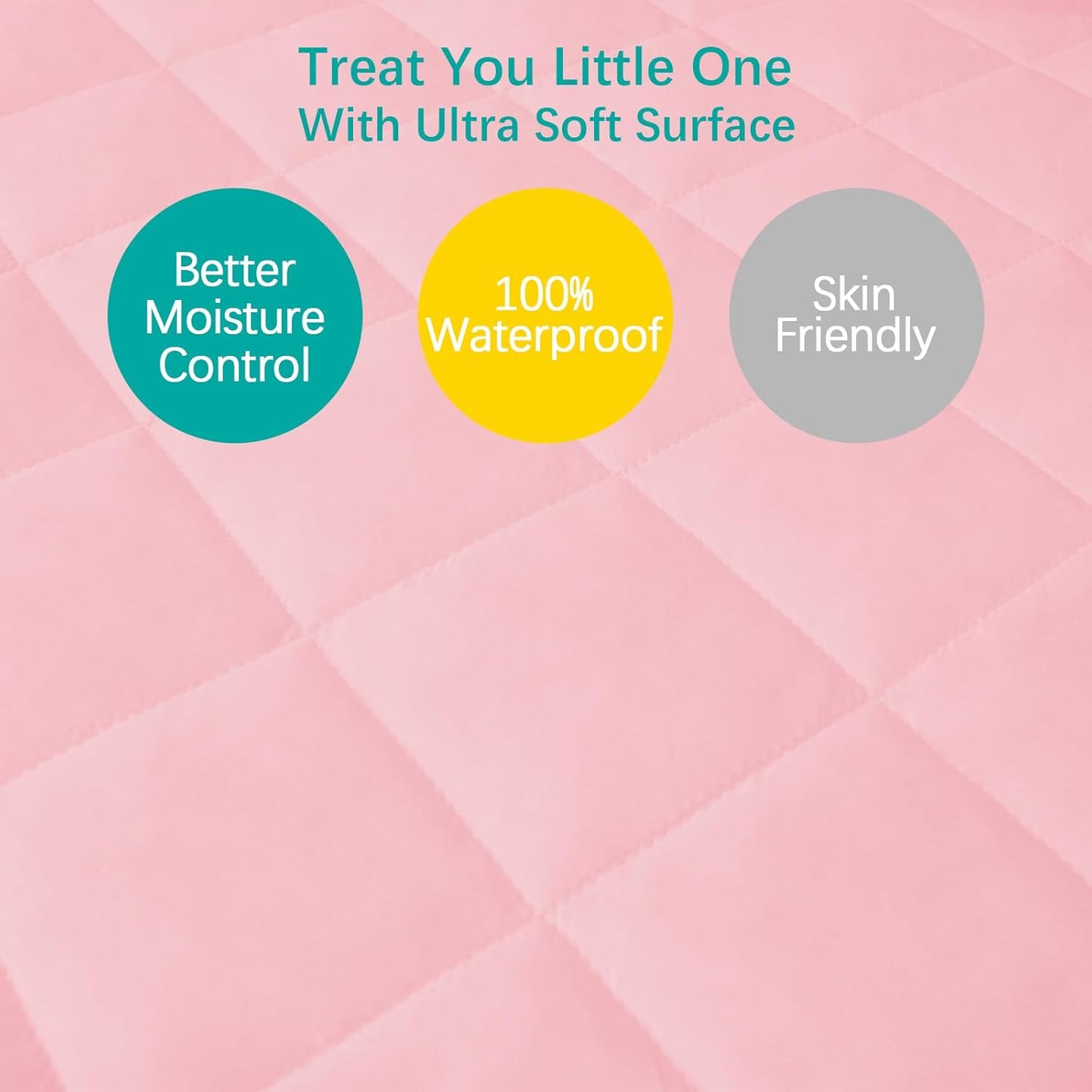 Pack and Play Sheets Fitted Waterproof Pack and Play Mattress Protector Pad Cover 2 Pack Pink Quilted 39" x 27"