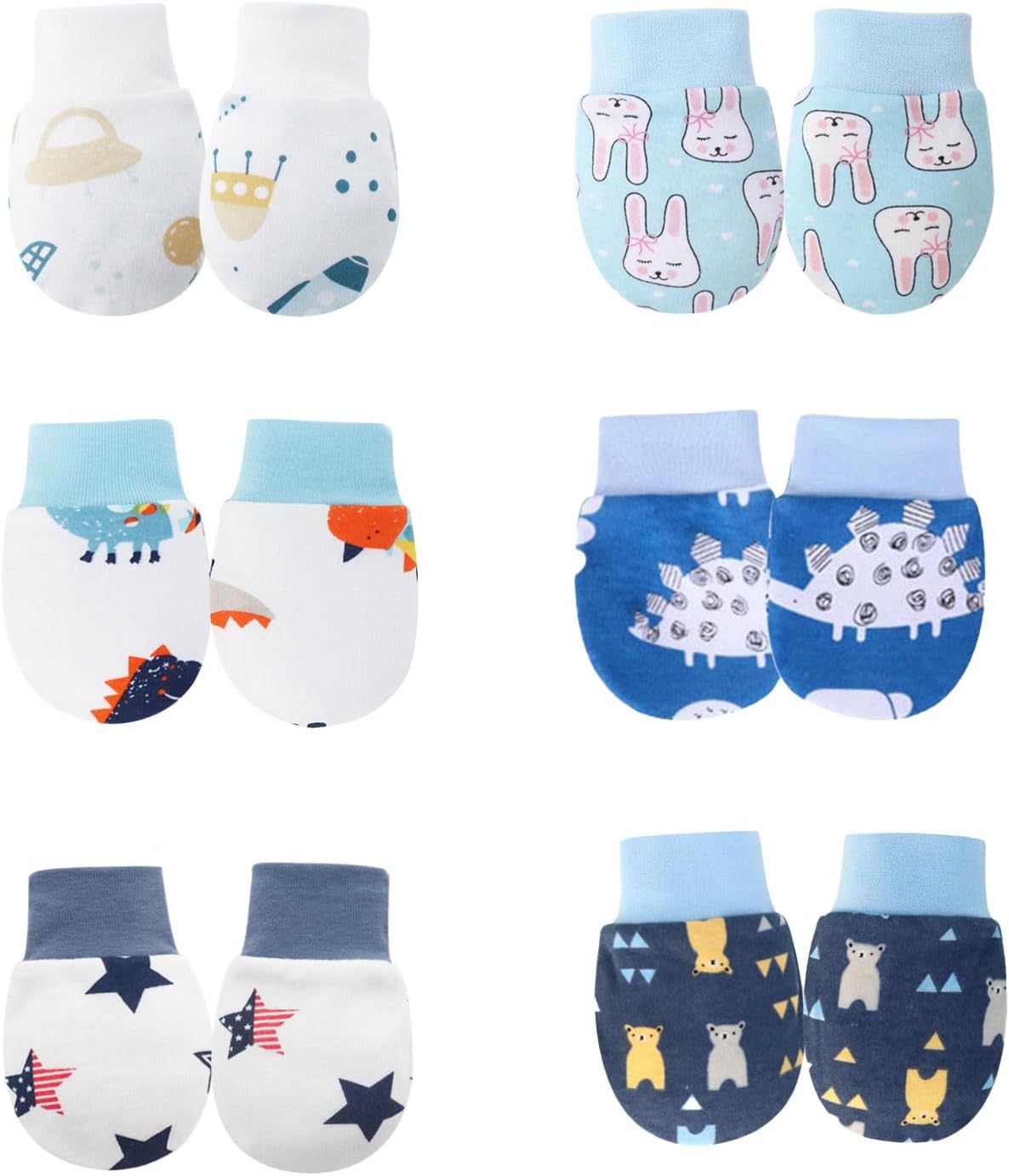 No Scratch Baby Mittens Newborn Infant Toddler Mittens Soft Elastic Wrist Gloves Mitten for 0-6 Months Boys Girls