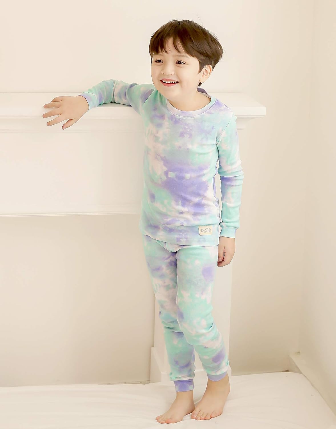 VAENAIT BABY 12M-12Y Toddler Kids Boys Girls 100% Cotton Marbling Tiedye Sung Fit Sleepwear Pajamas 2pcs Pjs Set